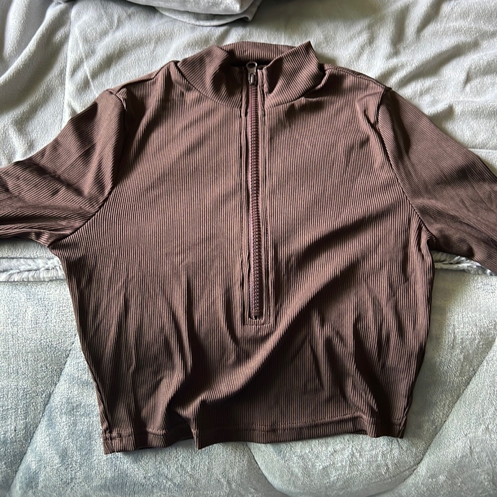 Brown zip up, can be work dressed down or casual!